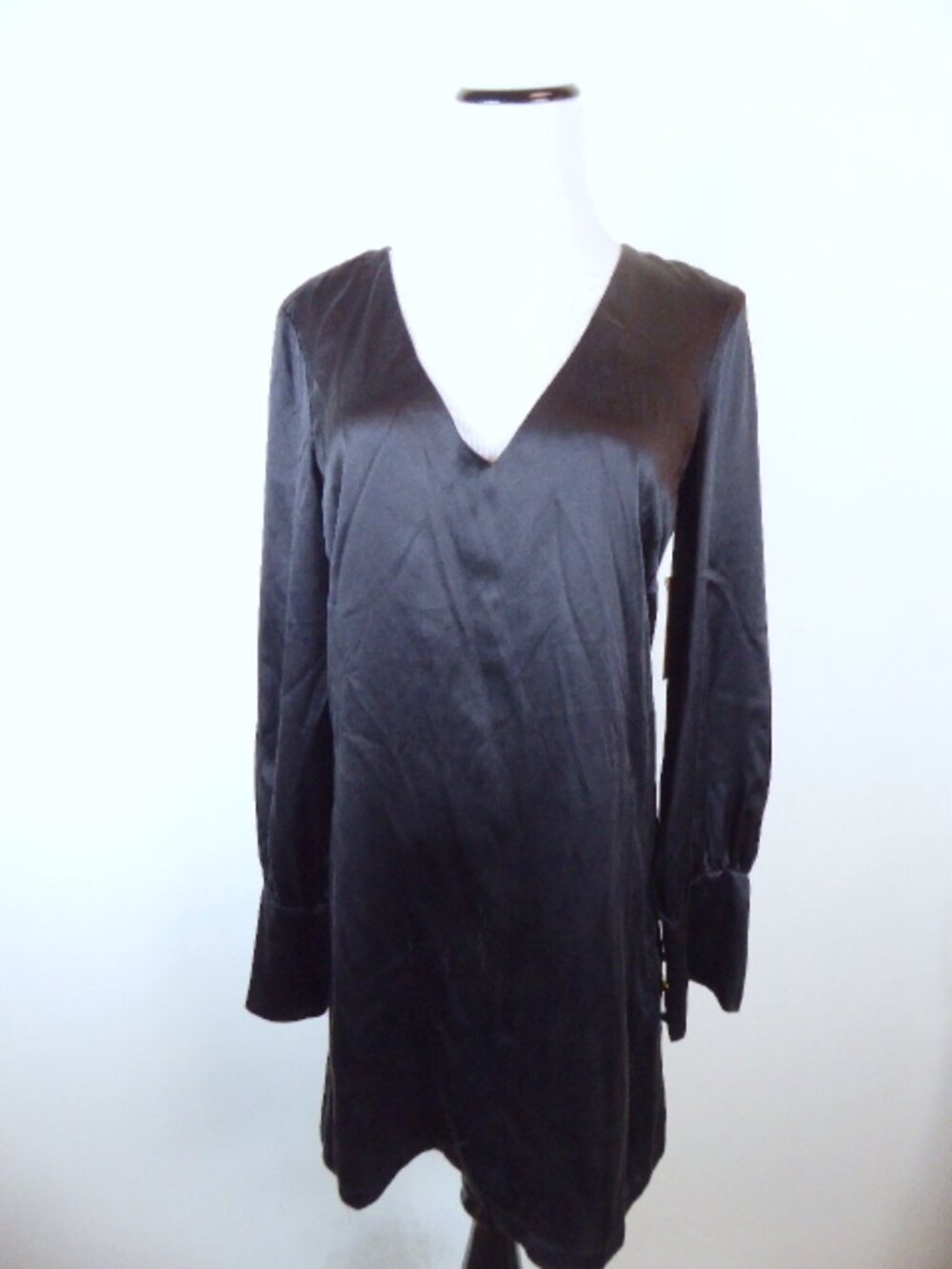 Aqua black silk v neck tunic dress 6